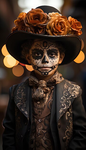 child dressed for day of the dead