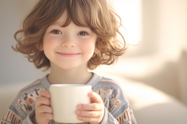 Child drinking milk increases height growth concept