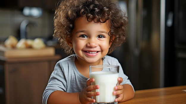 子供が牛乳を飲む