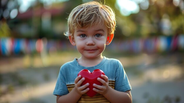 Foto bambino che abbraccia l'amore e si prende cura degli altri ai generativa