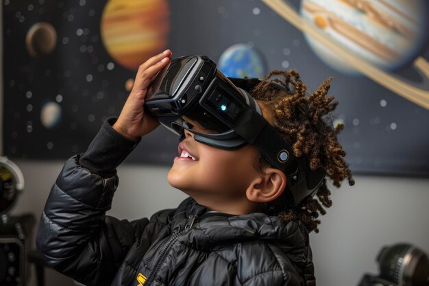 Child explores space with vr