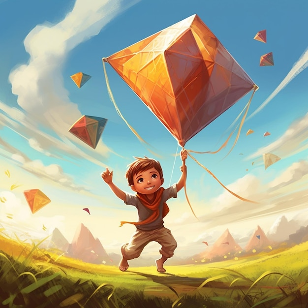 Premium AI Image | A child flying kites