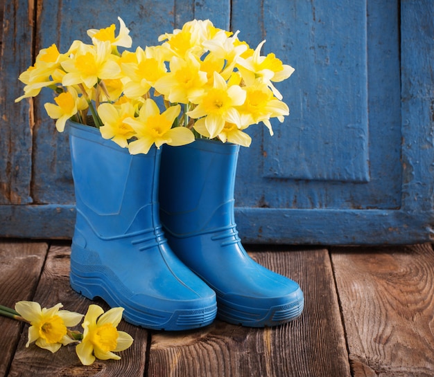 Child garden shoes with spring flowers