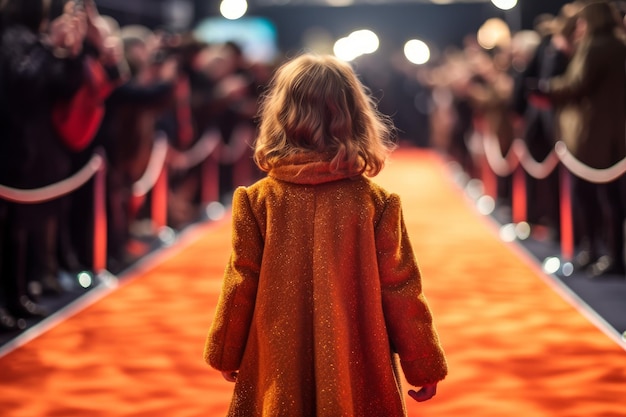 Child girl walks red carpet Generate AI