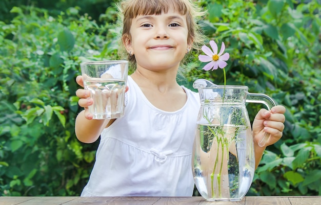 Child glass of water. 