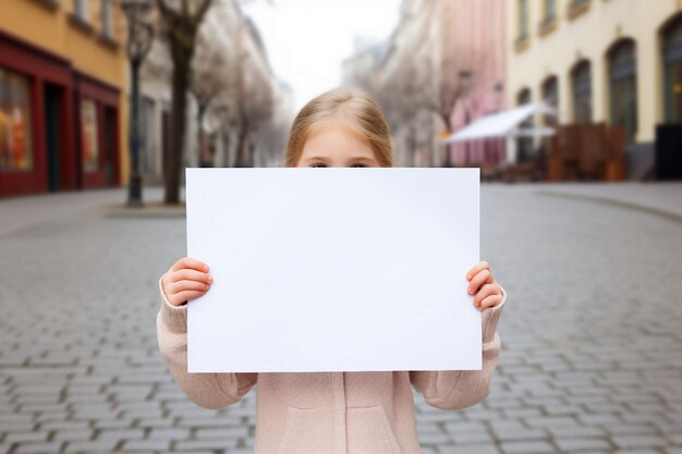 Foto carta bianca per bambini in mano