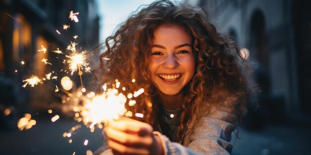 a child holding sparklers in his hands generative AI