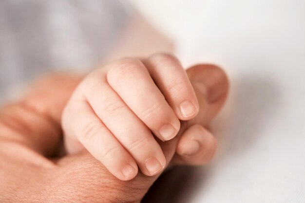 Child holds adult finger