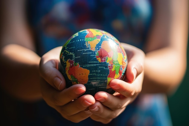 A child holds a small globe