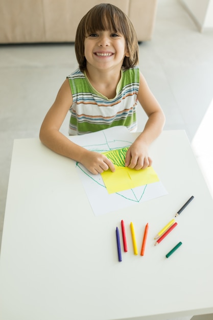 Child inside interior of modern home