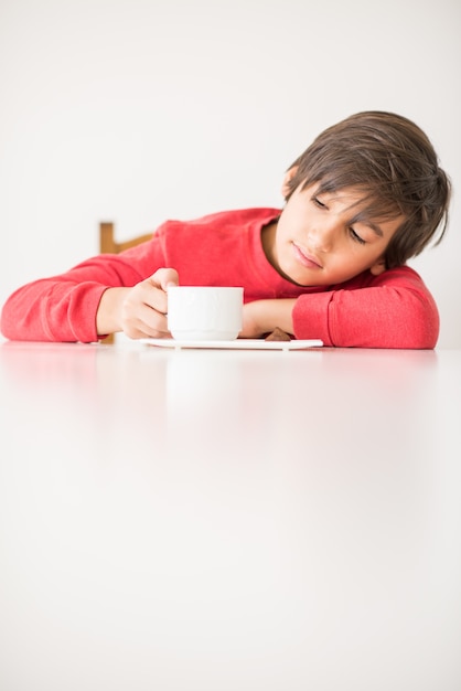 Child inside interior of modern home