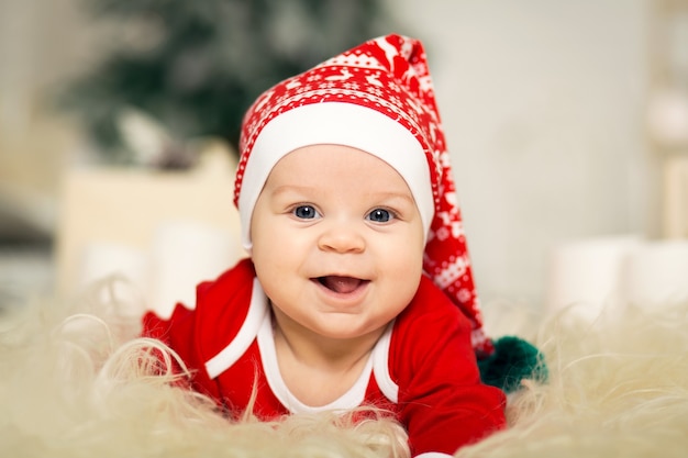 The child is exited and ready to celebrate christmas