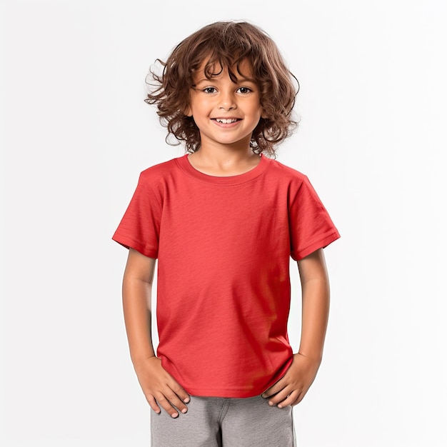 Child Kid Tshirt Template With Yellow Green Red Orange Grey Tshirt Design with White Background