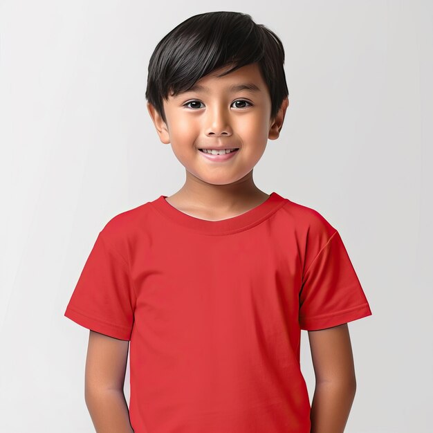 白い背景の黄色緑赤オレンジ灰色のTシャツデザインの子供用Tシャツテンプレート