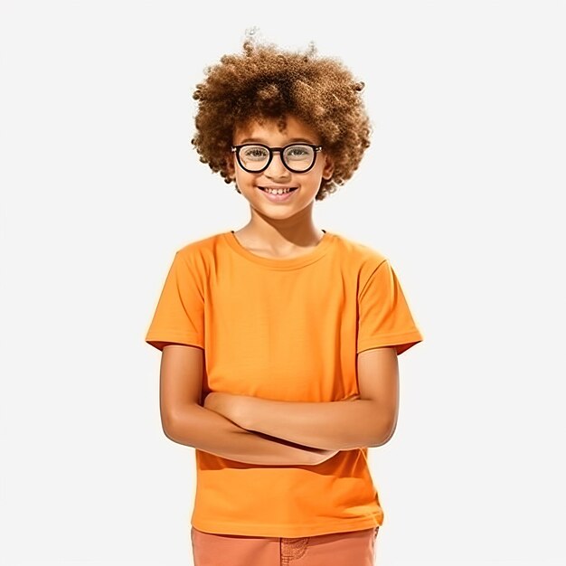 Photo child kid tshirt template with yellow green red orange grey tshirt design with white background