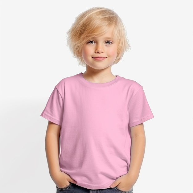 白い背景の黄色緑赤オレンジ灰色のTシャツデザインの子供用Tシャツテンプレート