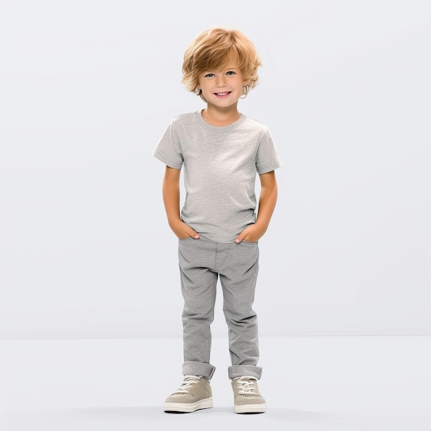Premium AI Image Child Kid Tshirt Template With Yellow Green Red premium-ai-image-child-kid-tshirt-template-with-yellow-green-red