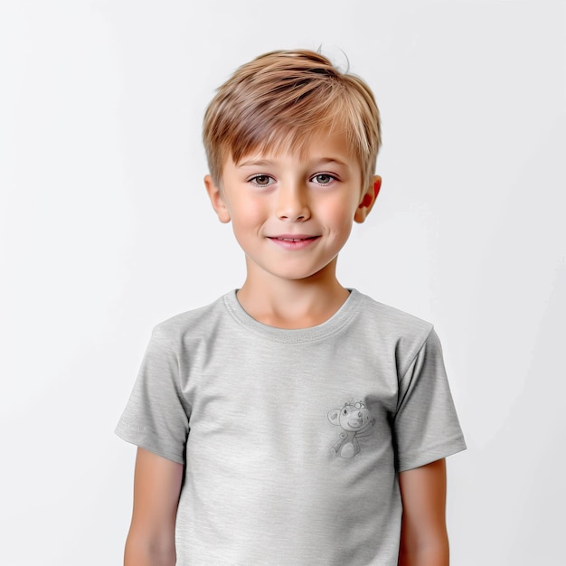 Child Kid Tshirt Template With Yellow Green Red Orange Grey Tshirt Design with White Background