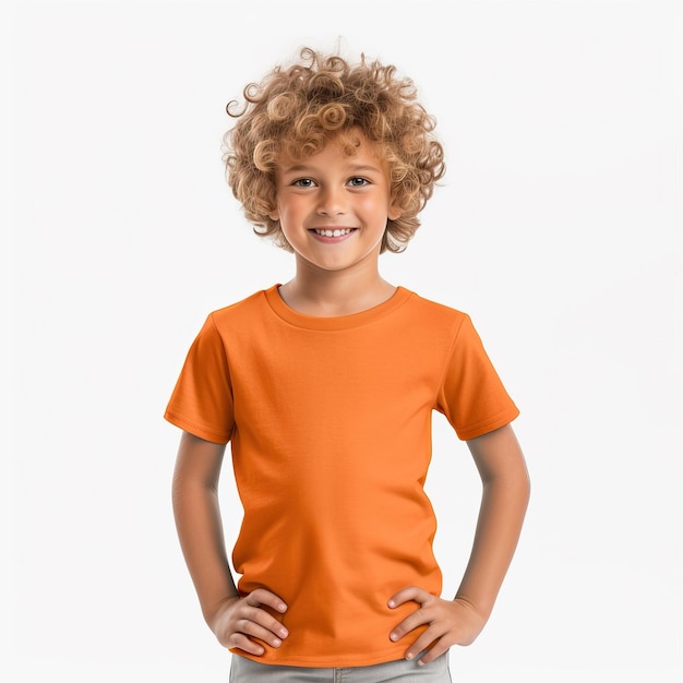 Child Kid Tshirt Template With Yellow Green Red Orange Grey Tshirt Design with White Background