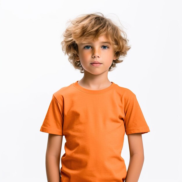 Child Kid Tshirt Template With Yellow Green Red Orange Grey Tshirt Design with White Background