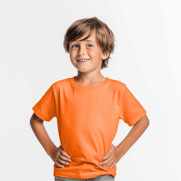 Child Kid Tshirt Template With Yellow Green Red Orange Grey Tshirt Design with White Background