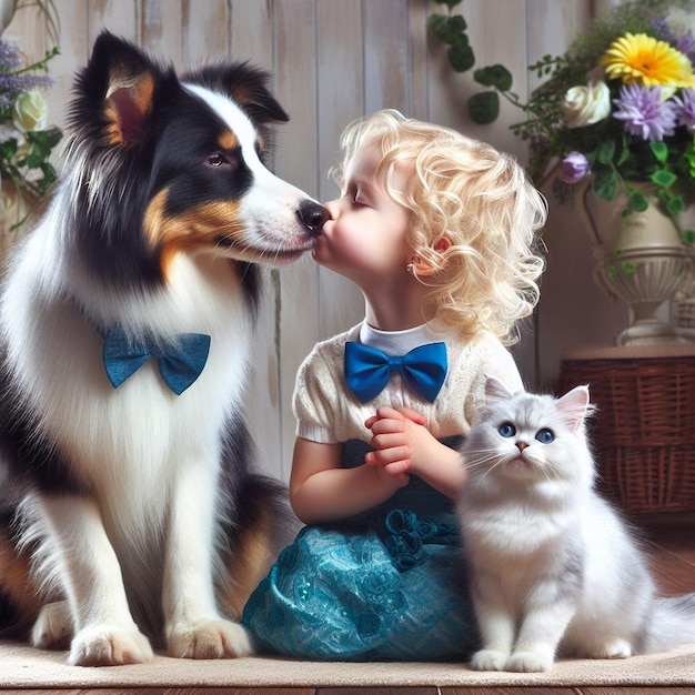 Foto bambini che baciano gli animali domestici