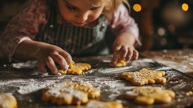 A child makes a cookie Selective focus Generative AI