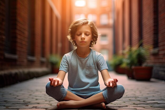 Photo child meditating