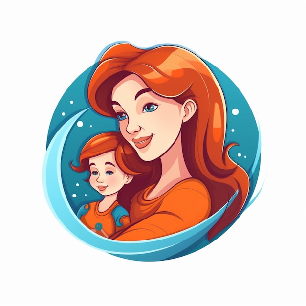 Child and mother cartoon logo 11