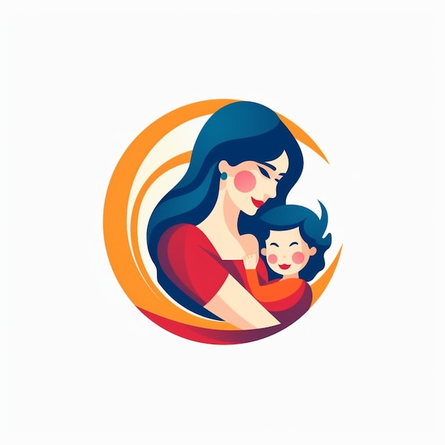 Child and mother cartoon logo 12