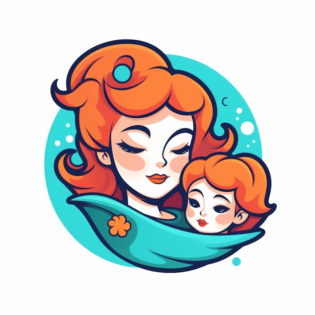 Child and mother cartoon logo 9