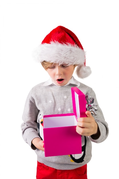 Child opening his christmas present