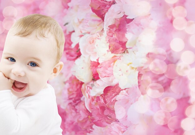 Photo child, people and happiness concept - adorable baby boy