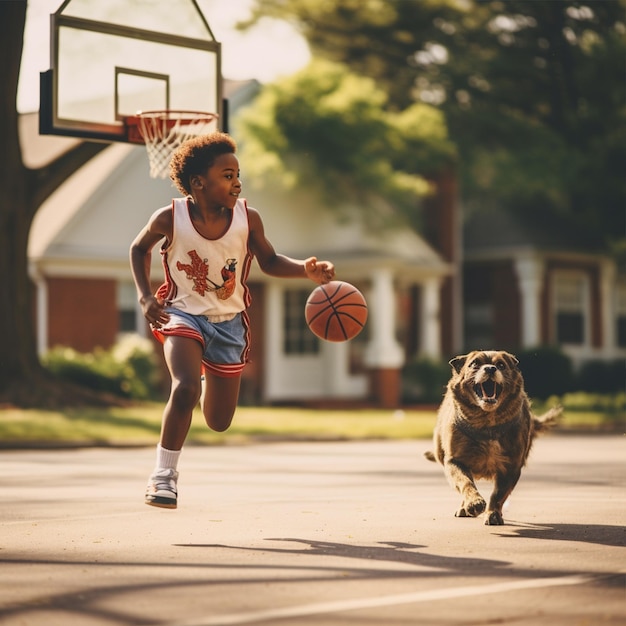 A child play streetball