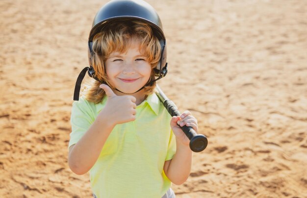 Child playing Baseball. Batter in youth league getting a hit. Boy kid hitting a baseball. Thumbs up.