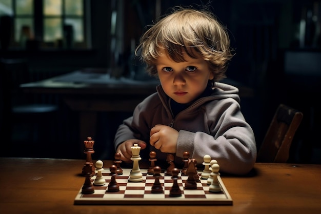 Child Playing Chess Generative AI