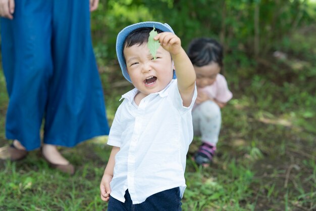 Child playing freely in the park