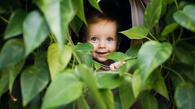 写真 隠れ遊びをしている子供