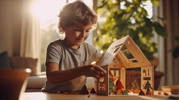 Foto bambino che gioca con i blocchi