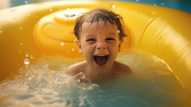 a child in a pool