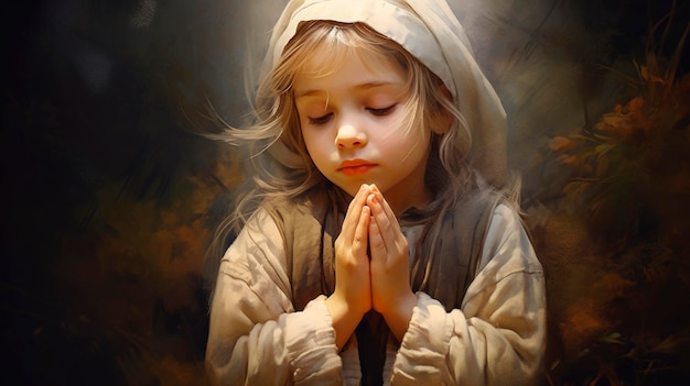 The child prays to God Generative AI Kids