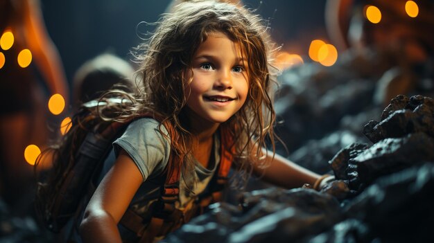 Child in rock climbing