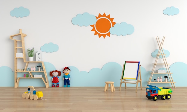 Child room interior for mockup, 3D rendering