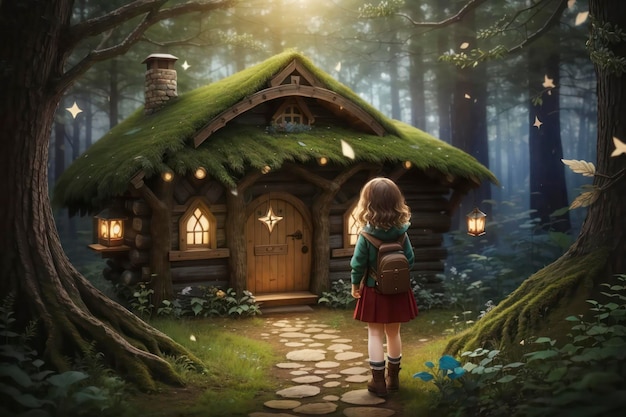 A Child's Enchanted Journey through a Magical Forest