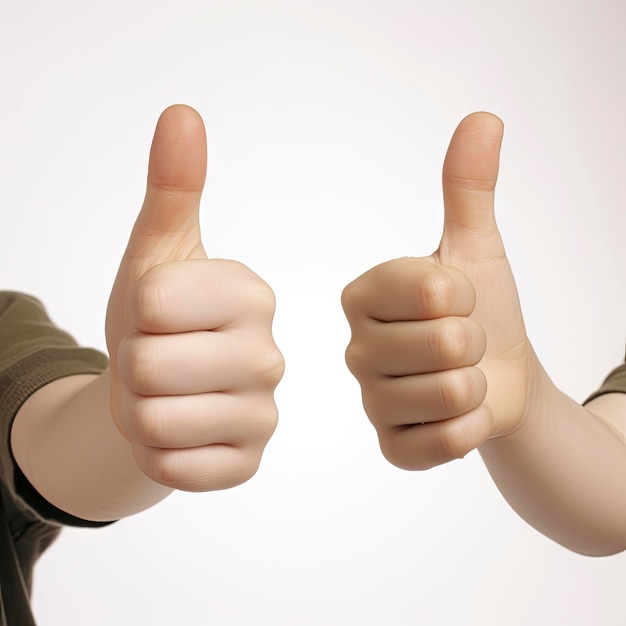 Child's Hand Showing Approval and Disapproval Gestures on White Background