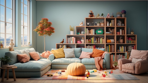 Child's playroom with different toys