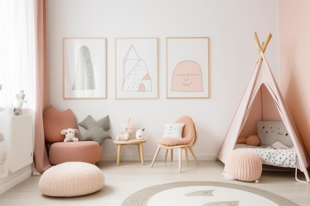 Child's room with teepee teepee teepee teepee teepee teepee teepee teepee teepee Generative AI