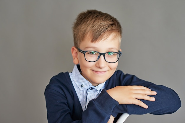 child schoolboy in class