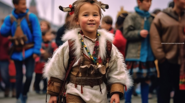 Child Smiling at Kukeri Bulgaria Festival