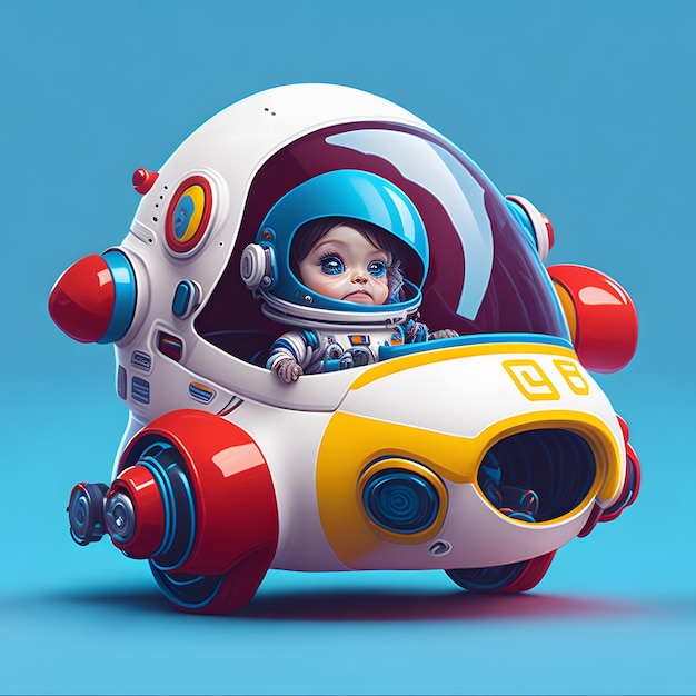 Foto bambino nella nave spaziale 3d